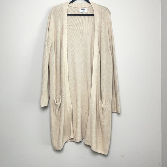Old Navy Beige Cozy Knit Open Front Fall Duster Cardigan Minimalist Women's 3X - Picture 2 of 7